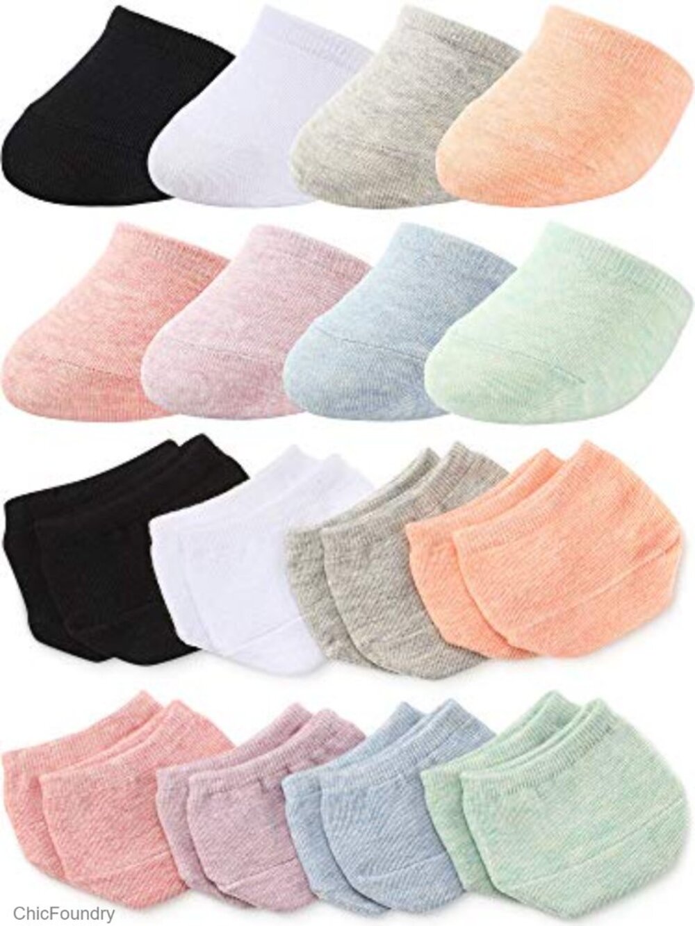 8 Pairs Toe Topper Liner Socks Cotton No-Show Half Socks for Women